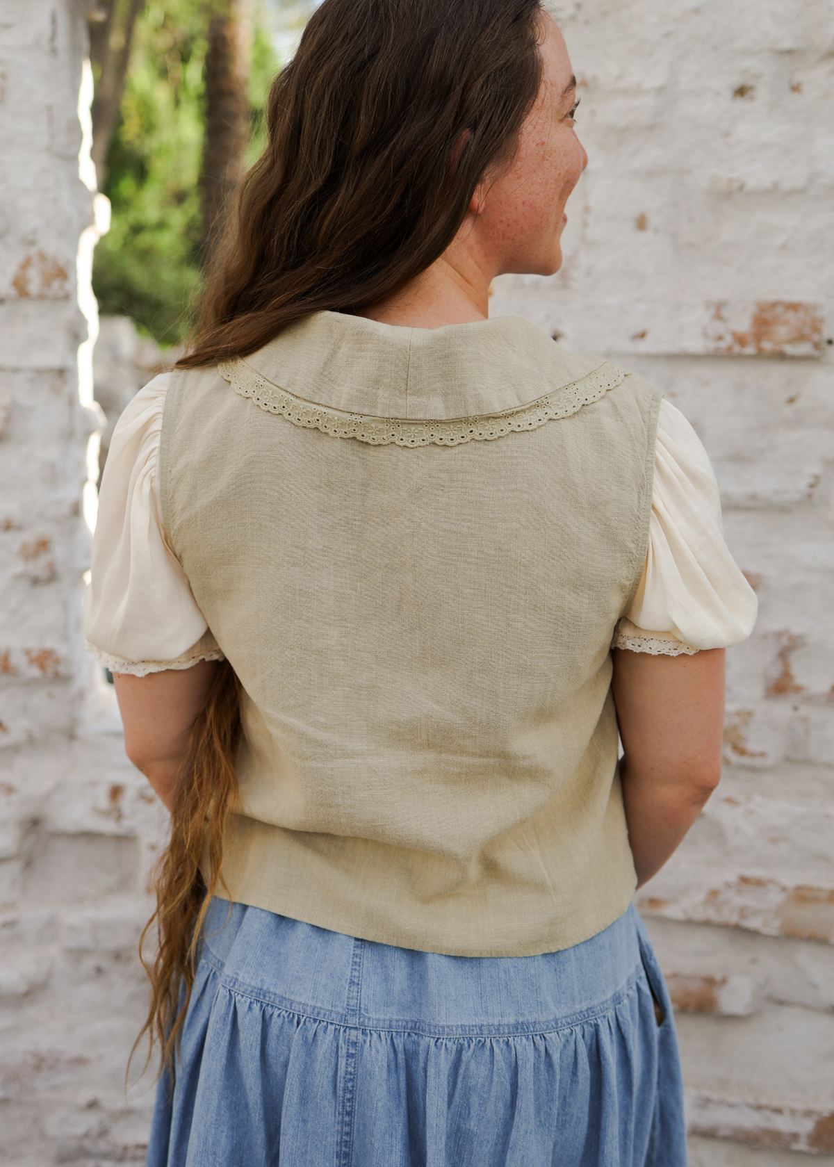 Linen Lace Vest.
