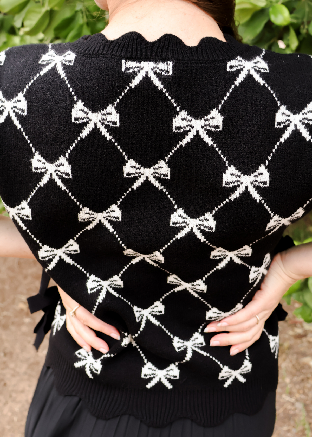 Darling Scallop Edge Sweater- Black.