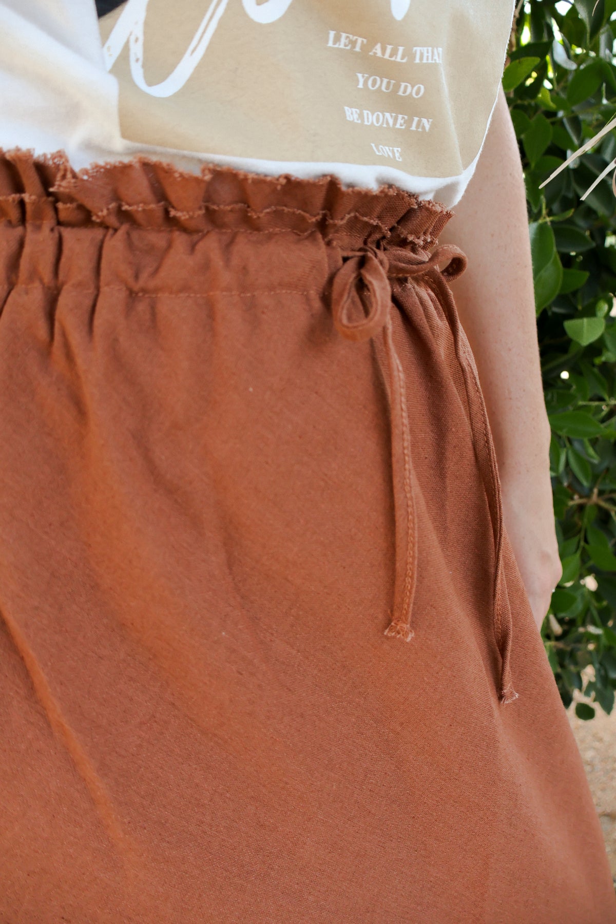 Linen Carmel skirt .