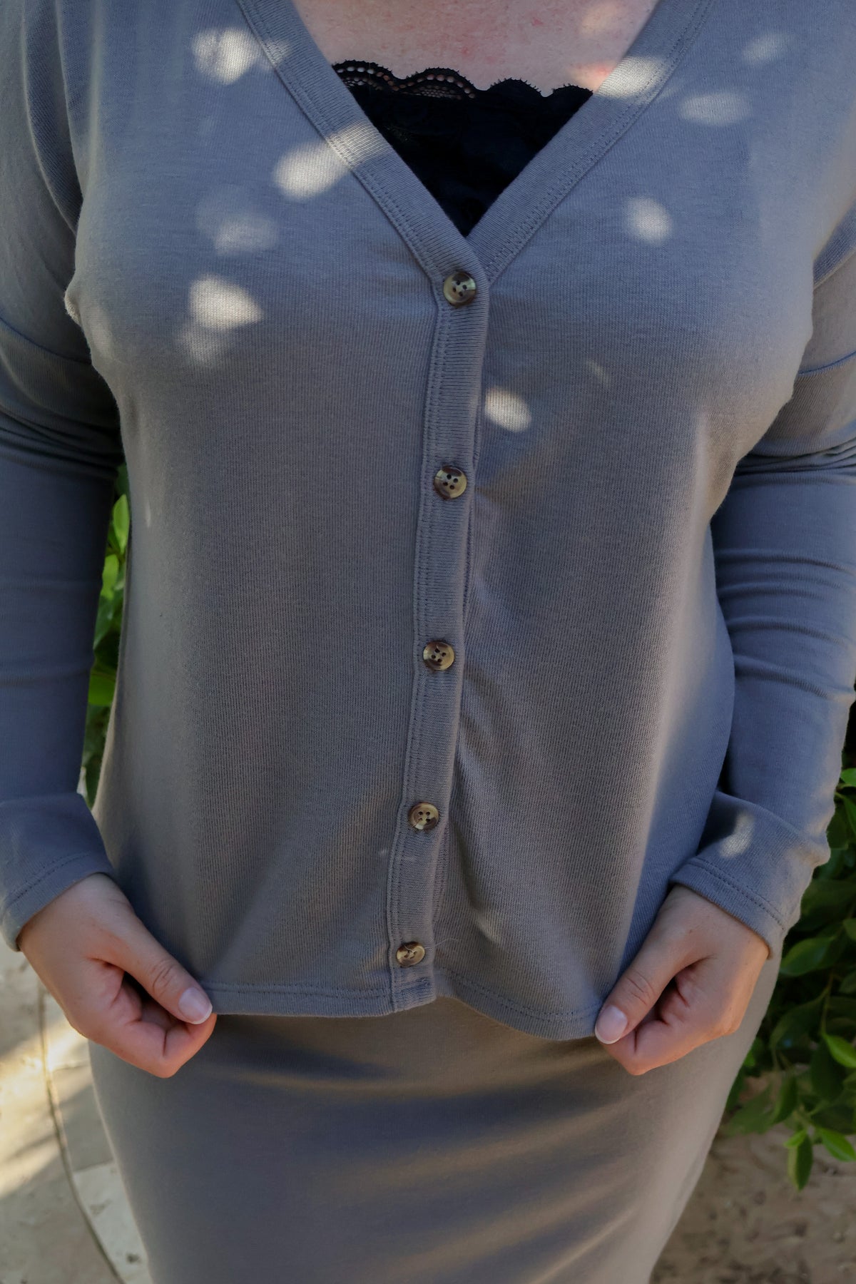 Cloud Cardigan Skirt Set - Grey