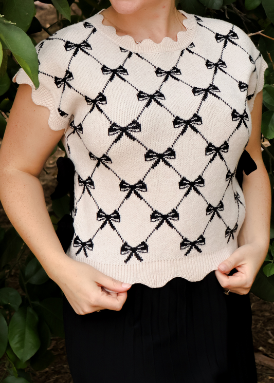 Darling Scallop Edge Sweater- Cream.
