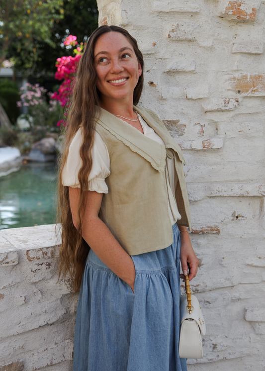 Linen Lace Vest.