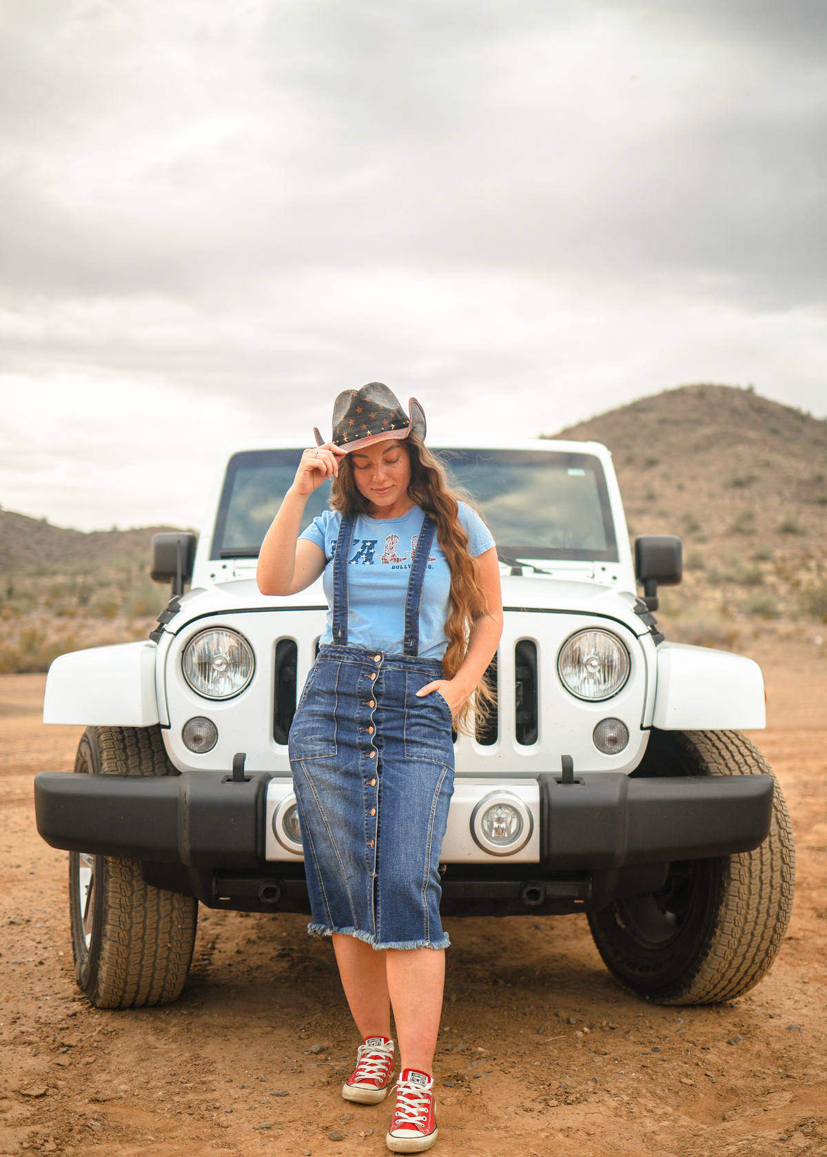 Dark Denim Overall Skirt .