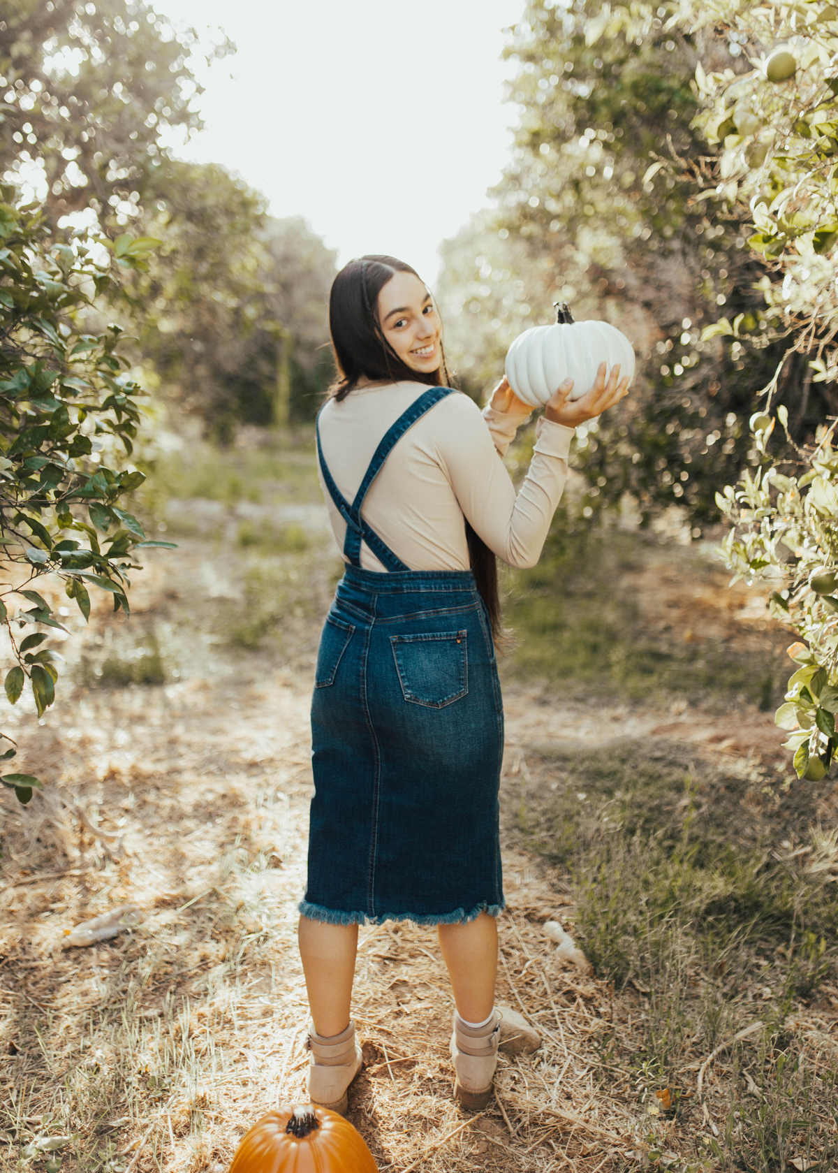 Dark Denim Overall Skirt .