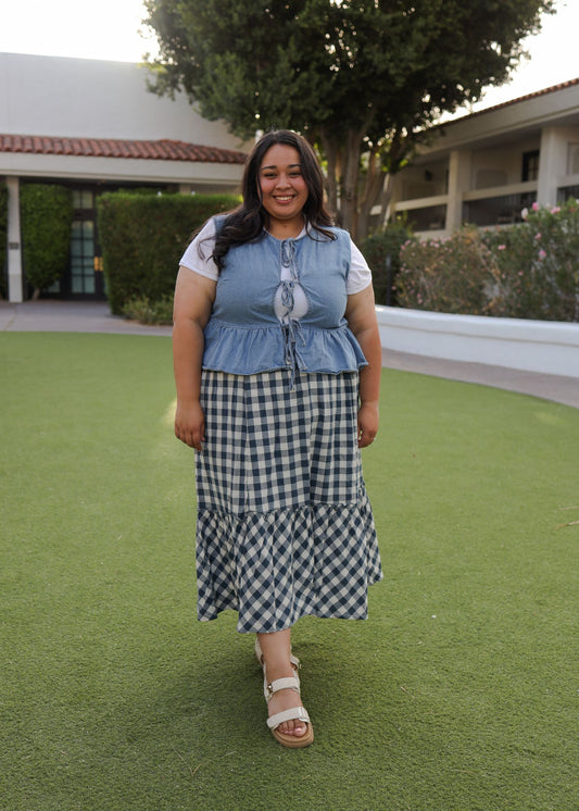 Gingham Skirt- Blue.