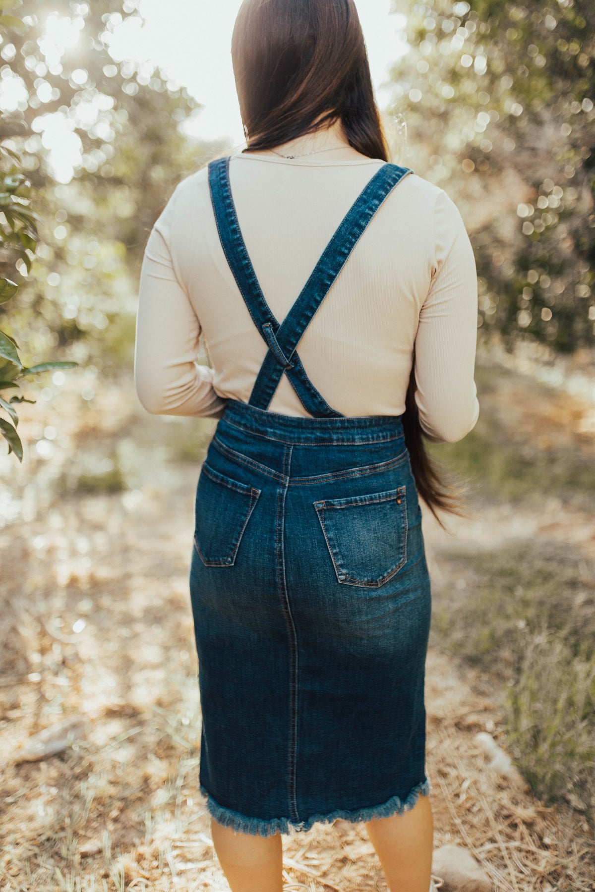 Dark Denim Overall Skirt .