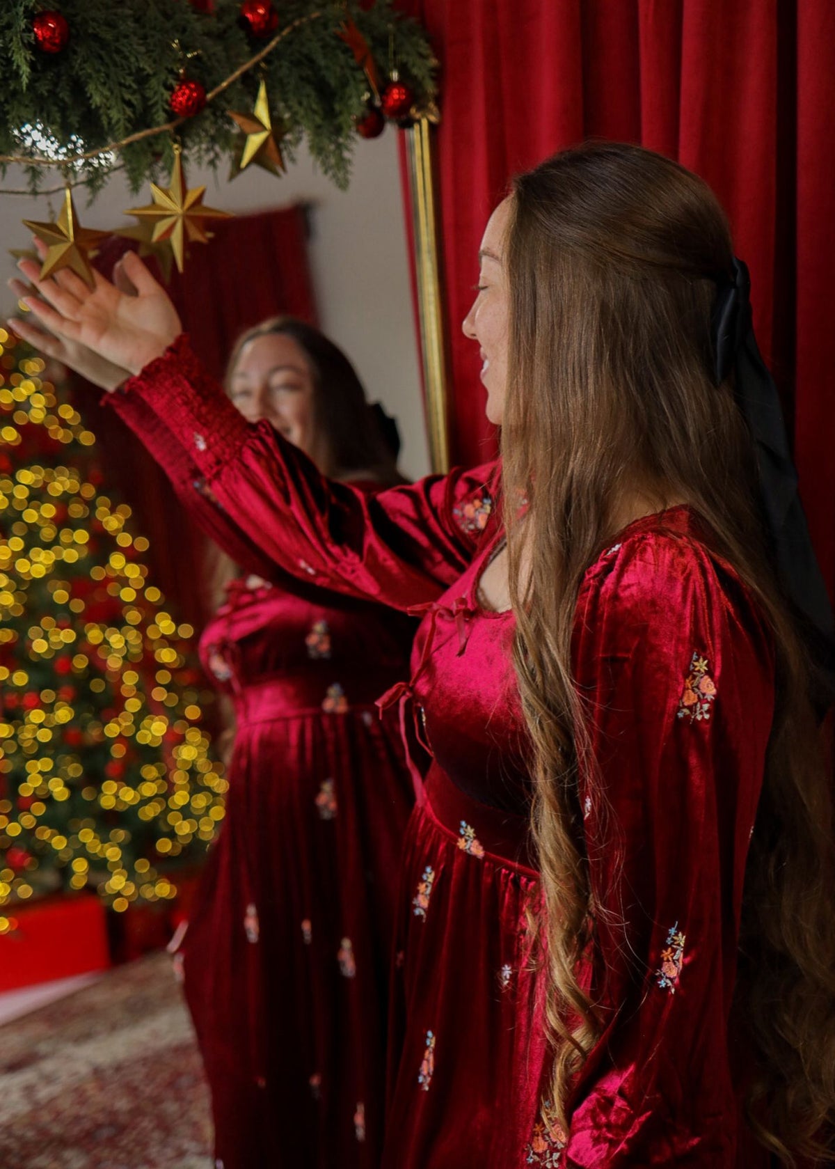 Anastasia Velvet Dress- Ruby