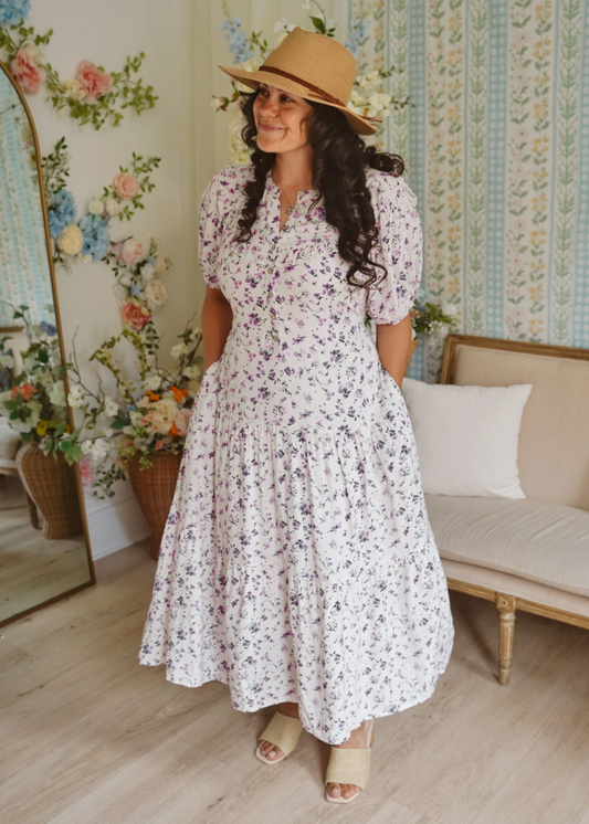 Wildflower Midi Dress- Purple