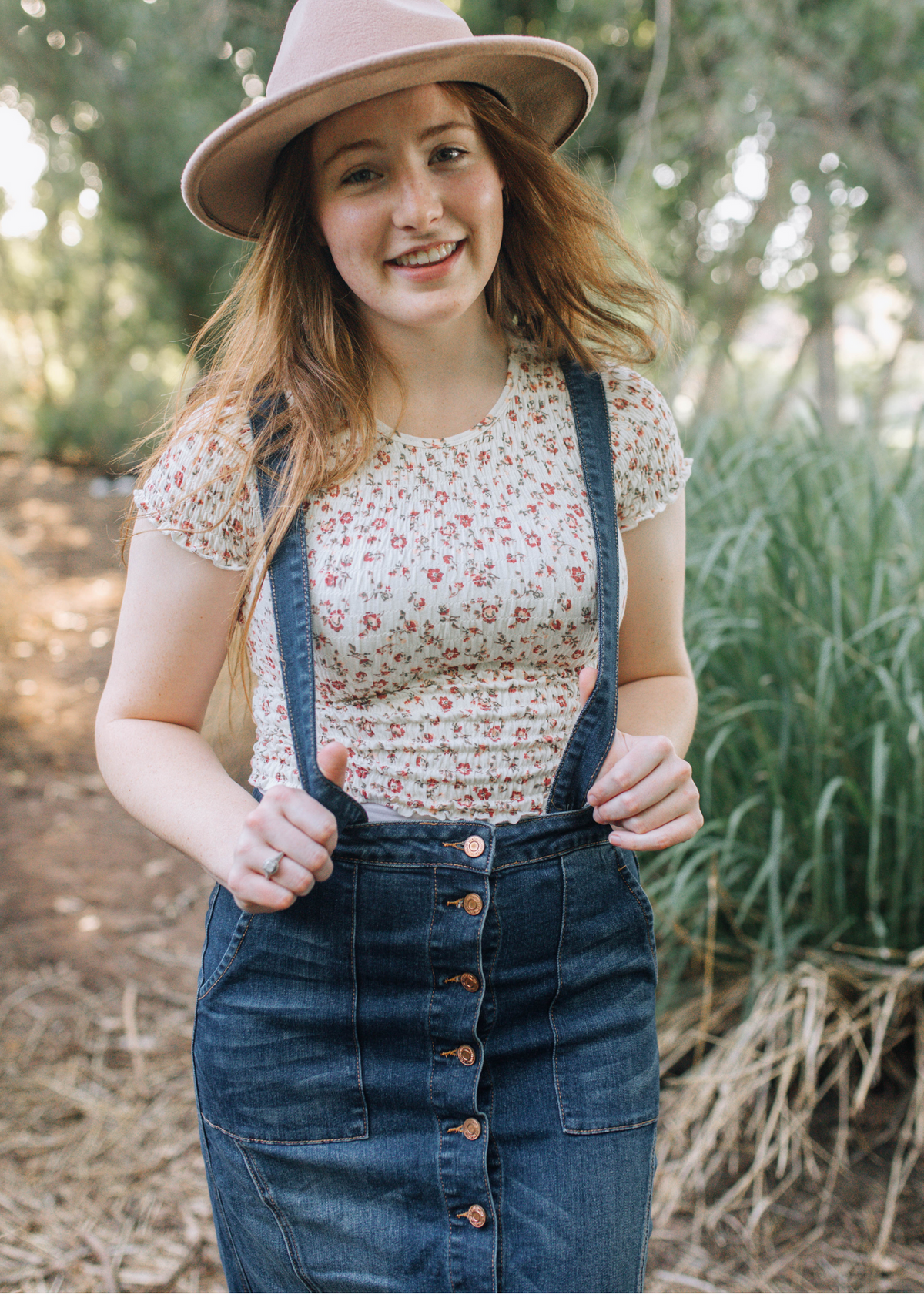 Dark Denim Overall Skirt .