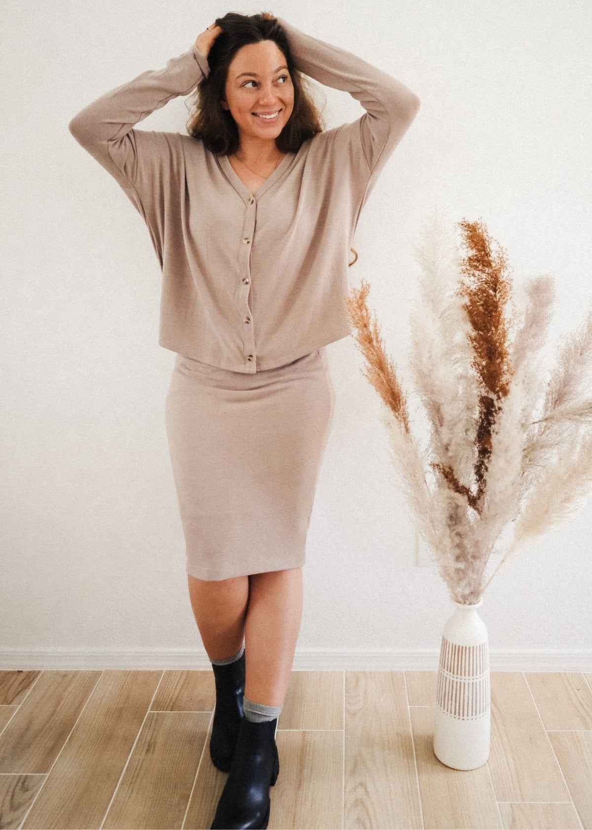 Cardigan Skirt Set .